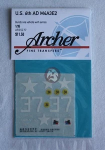 Marcas de tanque Archer 1/35 M4A3E8 Sherman EE. UU. Segunda Guerra Mundial #37 de 15 TB 6o AD AR35277 - Imagen 1 de 1