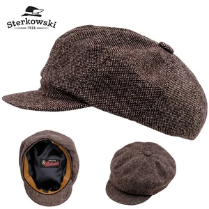 Sterkowski VIGO Tweed Wolle Zeitungsjungenmütze weiche Krone Poor Boy Vintage BRAUN - Bild 1 von 6