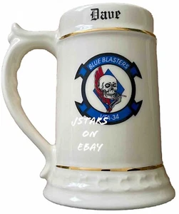 US NAVY VFA-34 BLUE BLASTERS DAVE F-18 STRIKE FIGHTER SQUADRON TANKARD MUG - Picture 1 of 5