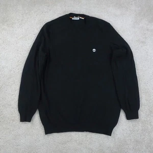 Timberland Jumper Mens XXL Black Merino Wool Blend Crew Neck Minimalist - Picture 1 of 11