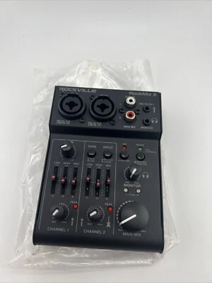 Rockville RockMix 2 Channel Mic/Instrument Pro Recording Mixer No Power Cord - Image 1 of 4