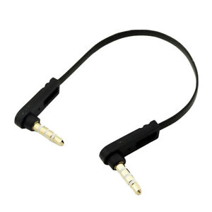 1x 3.5mm 4 Pole Right Angled Male to Male Stereo Audio Flat Wire Extension Cable