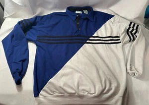 Vtg. Ash Creek Trading Men's Pullover shirt 1/4 Front Button Blue/white Black XL - Picture 1 of 15