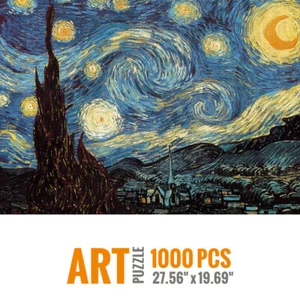 Jigsaw Puzzles for Kids Teens- 1000 Pieces Starry Night Puzzle- Vincent Van Gogh - Picture 1 of 9