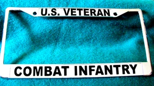 License Plate Frame, U.S. VETERAN/COMBAT INFANTRY-#8624BK - Picture 1 of 1