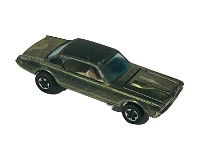 Hot Wheels Red Line die-cast vtg car Redline Mattel 1967 Custom Cougar Olive Tan - Image 1 of 4