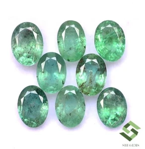 Lotto Smeraldo Naturale 7x5 mm Taglio Ovale 08 Pezzi 6,89 CTS Calibrato Pietre Sciolte - Foto 1 di 7