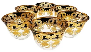 Chandler 6 Glass Coffee Cups Black Gold Design – 2.7 oz Gift Box – UPS Shipping - Picture 1 of 10