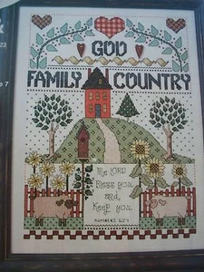 God Family & Country OOP Magazine Cross Stitch PATTERN (K) - Picture 1 of 1