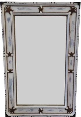WESTERN STYLE MIRROR GENUINE stars whitewash 29X46 AMAZING CUSTOM MADE - Image 1 of 4