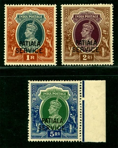 INDIA 1943 PATIALA K.George VI - OFFICIAL high values set Scott# O74-76 mint MNH - Picture 1 of 2