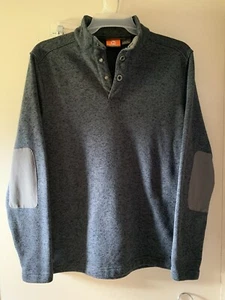 Merrell Select Regulate Fleece 1/4 Button Blue/Gray Pullover Elbow Patches Large - Picture 1 of 7