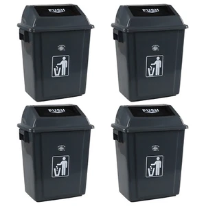 6.5 Gallon Plastic Kitchen Trash Can with Swing Lid, 4-Pack Garbage Can, Gray - Picture 1 of 12