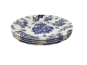 Royal Wessex Dinner Plates Toile Blue Jardin Set Of 4 Made In England New - Picture 1 of 8