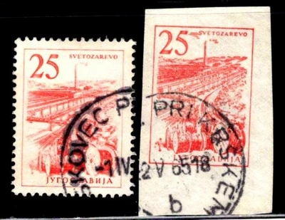 Selo Iugoslávia Scott #631 mais um corte quadrado usado ambos de 1961 - Imagem 1 de 2