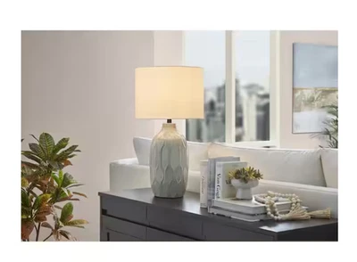 Hampton Bay Dunbarton 25 pulgadas Lámpara de mesa gris con base cerámica RS2204807GY Foto 1 de 4