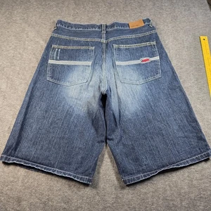 Ecko Unltd Denim Shorts Mens 38 Baggy Loose Fit Distressed Vintage Jean Shorts - Picture 1 of 9