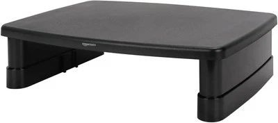 Amazon Basics Height Adjustable Rectangular Computer Monitor Riser Desk Black  - Image 1 of 4