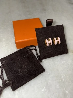 Pendientes Hermes Mini Pop H, Oro Amarillo Rosa Auténticos/NUEVOS Estado Foto 1 de 4