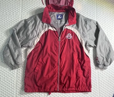 Jaqueta com capuz vintage anos 90 5 estrelas Starter Ohio State University com zíper tamanho grande - Imagem 1 de 4