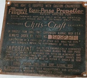 Original Brass Chris Craft plate. Great Chris Craft item for a collector. - Picture 1 of 3