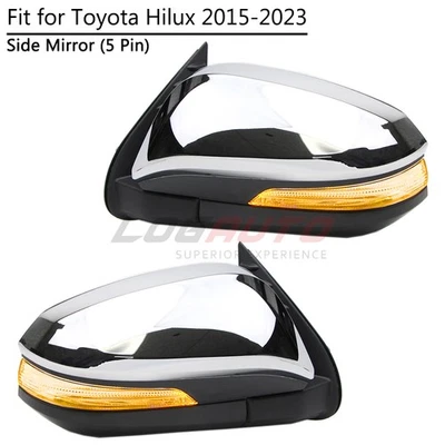 For Toyota Hilux Revo 2015-23 LED Side Door Wing Mirror With Turn Signal 5 Pin - Imagem 1 de 4