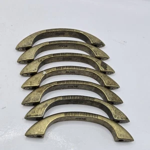 Set of 7 Vintage MNG Brass Tone Drawer Cabinet Door Pull Handle 3 Inches  - Picture 1 of 16