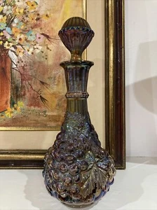 Vintage Imperial Glass Grapes Decanter Carafe With Topper 12 1/2” - Picture 1 of 11