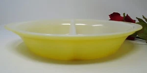 Vintage Glasbake Yellow Oval Divided Baking Dish No Lid J-239 - Picture 1 of 3