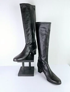 Prevata Tall Brown Nappa Leather Block Heel Pull-on Boot, Italy, $485 MSRP, Sz 9 - Picture 1 of 12