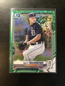 Bowman 2021 cromo verde mini diamante/99 Matt Manning #BCP-111 Tigers PWE - Imagen 1 de 2