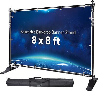 Adjustable 8x8' Banner Stand Step And Repeat Photo Display Backdrop Banner Stand • 52.10$