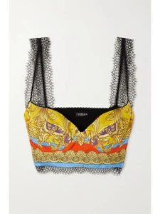 New w/ tags! Versace iconic multicolor baroque silk and lace corset size40 /us 4 - Picture 1 of 5