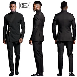 Men's 2 Piece Slim Fit Suit Two Buttons Blazer and Pants Set African Clothes - Picture 1 of 19