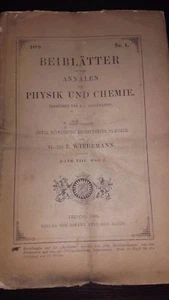 Magazine Beiblatter No. 1 Zu Den Annalen Der Physik And Chemie 1889 Leipzig - Picture 1 of 2