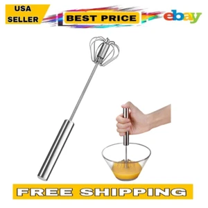 Stainless Steel Hand Push Egg Beater 10" Manual Mixer for Kitchen Use - Picture 1 of 7