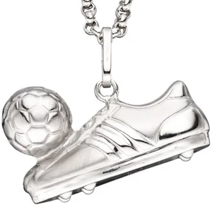 Pendant Football Shoe with Ball 925 Silver Partially Matted Silver Pendant, Kids - Picture 1 of 2