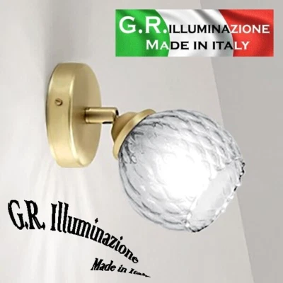 APPLIQUE MODERNA IN VETRO CRISTALLO LAMPADA DA PARETE OTTONATA OPACA BAGNO Vale - Immagine 1 di 4