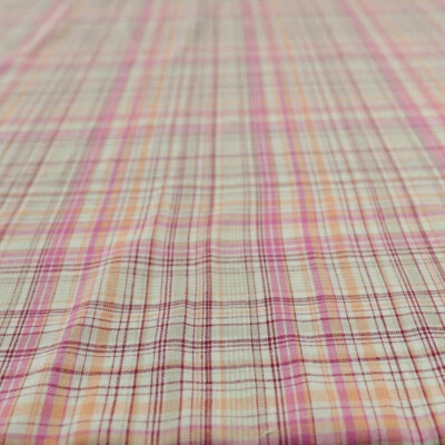 Baumwollstoff kariert rosa beige orange Kleiderstoff Sommerstoff Meterware - Bild 1 von 3