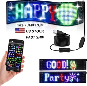 USB LED Car Flexible Sign Scrolling Message Display Screen APP Programmable RGB - Picture 1 of 7