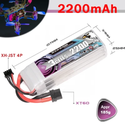 2200mAh 3S Battery 60C 11.1V XT60 RC LiPo Akku 3D EPP Plane Glider Airplane - Bild 1 von 4