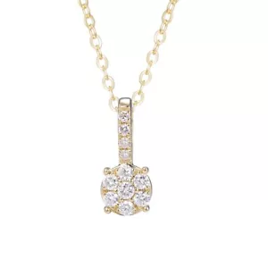 More details for ladies solid 18 carat gold brilliant cut 0.1 ct diamond cluster pendant &amp; chain