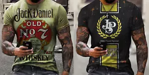 2 Men's T-Shirts Short Sleeve Tee Motorcycle Biker Racing Fitness Casual Vintage - Picture 1 of 3