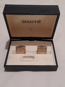 Gemelos rectangulares firmados vintage DANTE tono dorado para hombre - Imagen 1 de 4