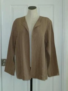 Giacca cardigan Eileen Fisher marrone chiaro testurizzato seta e lino look a strati L ottime condizioni - Foto 1 di 8