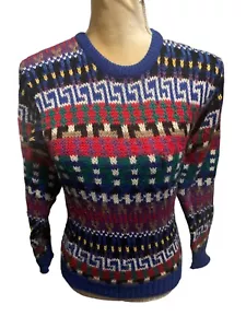 Maglione vintage Boston Trader da uomo M multicolore miscela lana Fair Isle - Foto 1 di 4