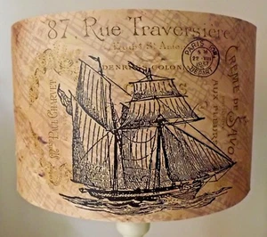 Schiff Lampenschirm, Lampenschirm, Vintage Maritim, Shabby Chic, Natur Gratis Geschenk - Bild 1 von 4