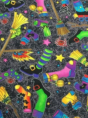 Avlyn Fabrics Halloween Nancy Smith Lynda Milligan Witches Brooms Shoes 3Y+1/4Y - Image 1 of 3
