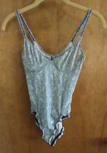 VTG NWOT OLGA'S CHRISTINA STRETCHY SEXY ONE PIECE TEDDY BODYSUIT LACE PATTERN 34 - Picture 1 of 11