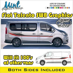 SWB FIAT TALENTO CÁMPER AUTOCARAVANA RAYAS GRÁFICOS CALCOMANÍAS CUALQUIER COLOR ST 004 - Imagen 1 de 4